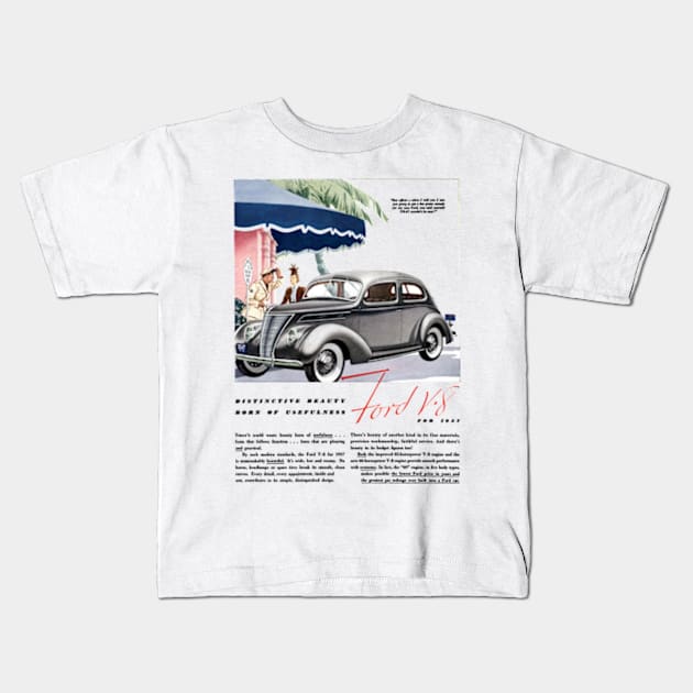 1936 FORD V8 - advert Kids T-Shirt by Throwback Motors